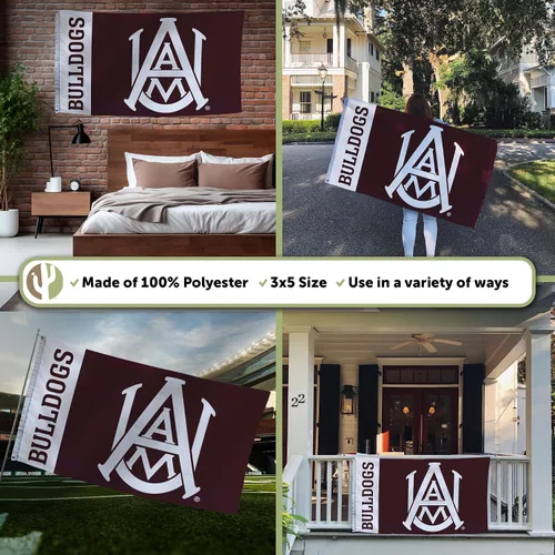 Vista 3 de Desert Cactus Bandera de la Universidad de Alabama A&M Bulldogs AAMU Banners 100% poliéster para interiores y exteriores, banderas de 3 x 5 pies