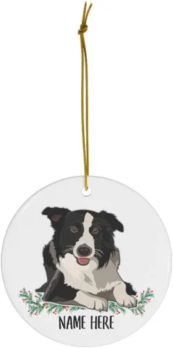 Vista 2 de Regalos personalizados Lovesout, adorno de unicornio con gorro rojo, para decoración de árbol de Navidad