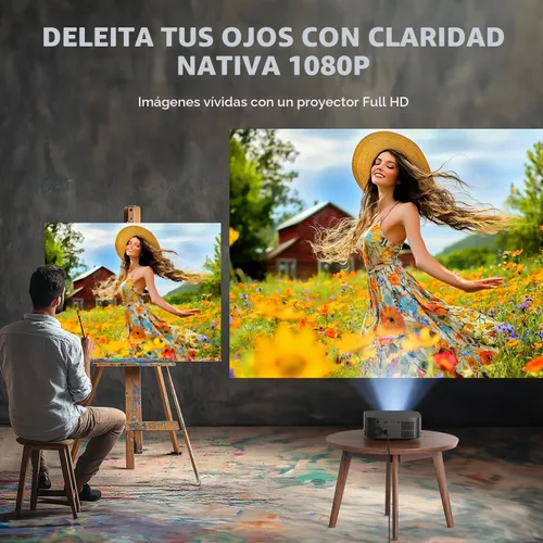 Vista 15 de [Más de 386 aplicaciones integradas] Proyector inteligente DBPOWER E2 con WiFi y Bluetooth, mini proyector nativo 1080P compatible con Netflix Gris