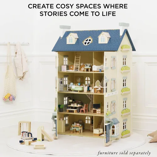 Vista 11 de Le Toy Van - Casa de muñecas grande de madera Palace House Ideal como regalo Juego de casa de muñecas de madera de 5 plantas - Adecuado
