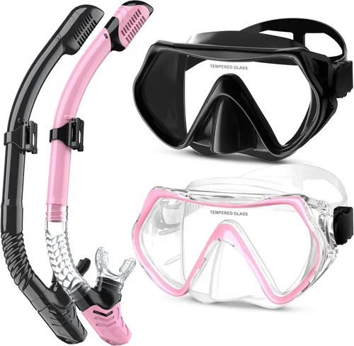 Vista 7 de Snorkeling Gear, Dry Snorkel Set180° Panoramic Wide View,Anti-Fog Scuba Diving Mask, Professional Snorkeling Gear for Free Breathing, Swimming