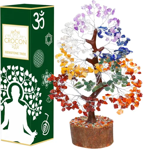 Vista 7 de Árbol de la vida de 7 chakras, árbol de la vida de cristal, árbol de piedras preciosas hecho a mano, árbol de Feng Shui, decoración de cristal