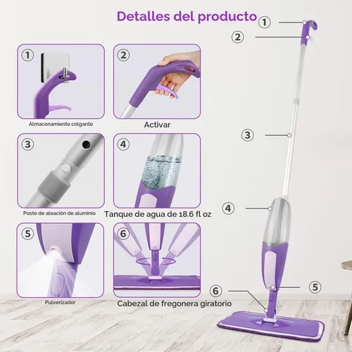 Vista 5 de Mops del espray de la microfibra para el uso seco húmedo de la limpieza del piso para el laminado de la teja de madera