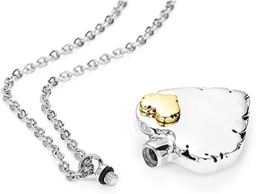 Vista 3 de Misyou - Collar con colgante de corazón de acero inoxidable y 12 piedras natales