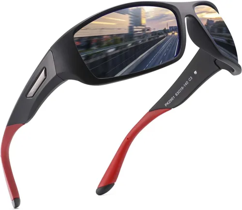 Vista 2 de PUKCLAR Gafas de sol deportivas polarizadas para hombres y mujeres, gafas de sol de conducción, ciclismo, correr, pesca, golf, montura irrompible