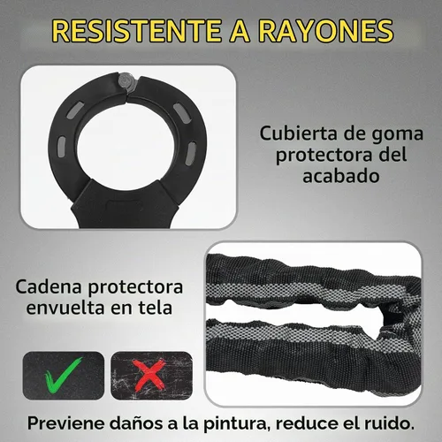 Vista 4 de Candado antirrobo, cerradura de bicicleta de 36.6 pulgadas, cadena resistente con combinación de 4 dígitos, bloqueo de scooter eléctrico, cadena