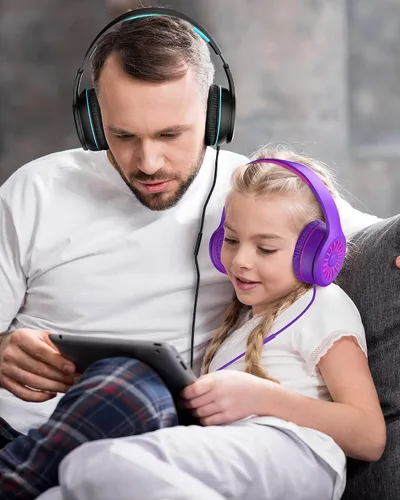 Vista 6 de ELECDER i45 - Auriculares para niños con cable para la escuela, color negro