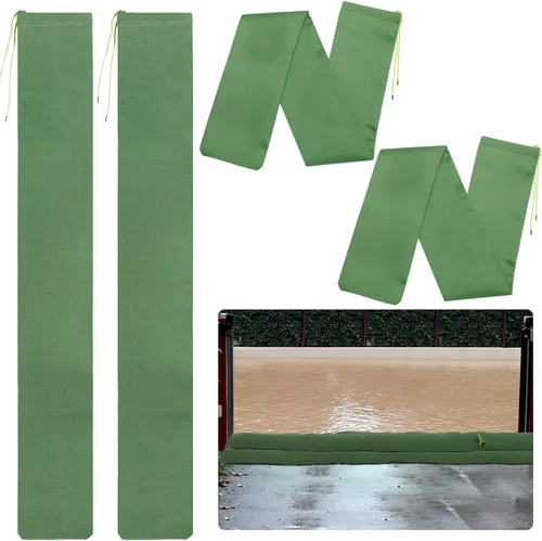 Vista 10 de 4 bolsas de arena de 3 x 6 pulgadas de largo para inundaciones – Tubo de lona gruesa para protección contra inundaciones con banda elástica, tubo