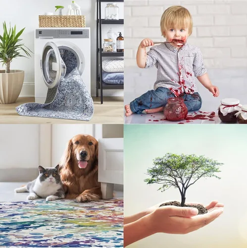 Vista 7 de ReaLife - Alfombra ecológica lavable a máquina, resistente a las manchas, sin desprendimientos, antideslizante, apta para familias y mascotas