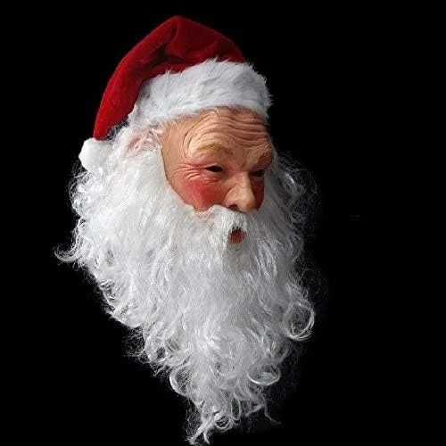 Vista 3 de HENGYUTOYMASK Máscara realista de látex de Papá Noel de Navidad, máscaras completas para cosplay, fiesta de Halloween, disfraz para adultos