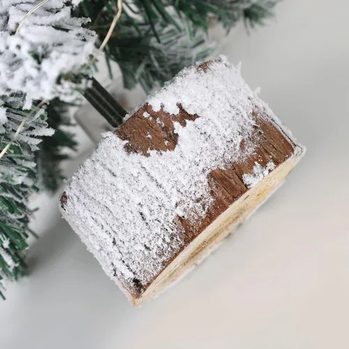 Vista 5 de 2 piezas preiluminado árbol de Navidad de mesa nevado con luces LED, base de madera, mini árbol de pino de Navidad para mesa, escritorio, decoración