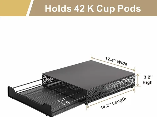 Vista 3 de Flagship Cajón de almacenamiento de cápsulas de café, organizador para Keurig (42 cápsulas, hierro)