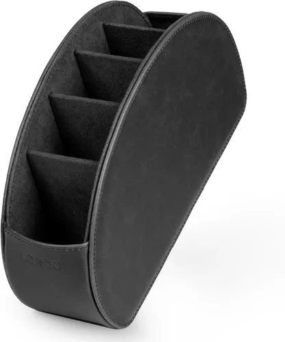Vista 4 de Otto porta control remoto con 5 bolsillos para DVD, Blu-Ray, TV, Roku o Apple TV - PU piel con forro de gamuza - Delgado, living compacto o depósito