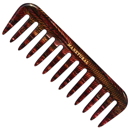 Vista 6 de Peine de dientes anchos S1, ligero, apto para viajes y diseño elegante para cabello sin enredos (azul rosa)