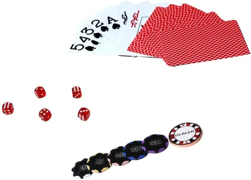 Vista 6 de THUNDERBAY Juego de fichas de póquer compuesto de arcilla de 10.58 oz de 0.48 oz con estuche de aluminio, dos barajas de cartas, un botón