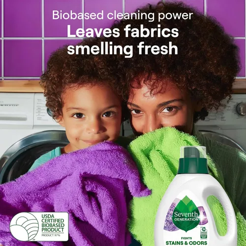 Vista 5 de Seventh Generation Detergente concentrado para ropa, aroma a lavanda fresca, 40 onzas, paquete de 2 (106 cargas)