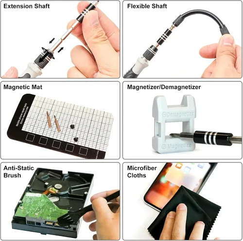 Vista 6 de Juego de destornilladores de precisión, kit de herramientas de reparación electrónica, brocas micro magnéticas para iPhone, computadora, laptop