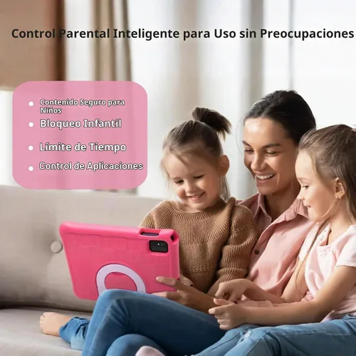 Vista 2 de Tablet para niños de 10 pulgadas, Android 15 Tablets para niños de 3 a 12 años, control parental, aplicaciones para niños precargadas, Octa-Core Rojo