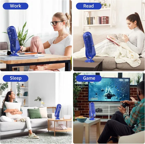 Vista 6 de Ventilador de torre, ventilador de escritorio portátil con opciones de 5 velocidades, doble circulación de aire, ventilador de mesa silencioso