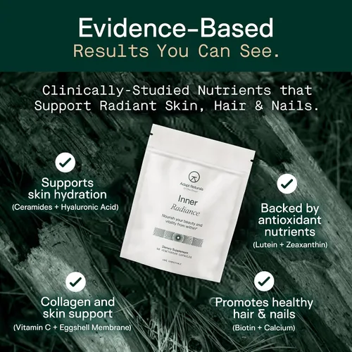 Vista 6 de Adapt Naturals Inner Radiance - Vitaminas para la piel y las uñas para mujeres y hombres con biotina, colágeno, ácido hialurónico, vitamina C