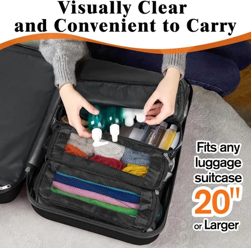 Vista 4 de Organizador de viaje colgante, organizador de equipaje de mano, estantes portátiles, cubo de embalaje para artículos esenciales de crucero, pequeño