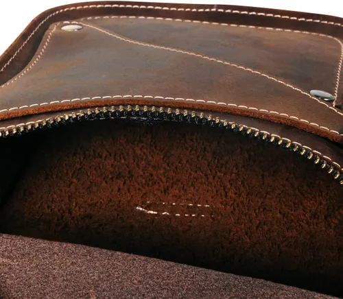 Vista 6 de Le'aokuu - Bolso de pierna para moto, de cuero genuino, para hombre, bolso tipo mensajero a la cintura), B9326