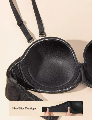 Vista 6 de Deyllo Sujetadores sin tirantes para mujer, talla grande, con varillas, cobertura completa, copa moldeada, brasier multisentido