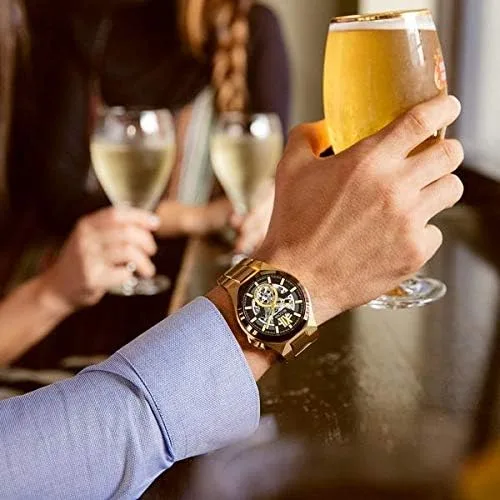 Vista 7 de Bulova Reloj automático analógico para hombre con correa de acero inoxidable 98A178, Oro, Pulsera