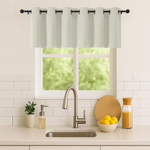 Vista 36 de Simplebrand Juego de 2 paneles de cenefa aguamarina para ventana de cocina de 14 pulgadas de largo, cortinas de oscurecimiento de habitación