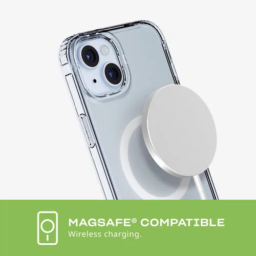 Vista 5 de tech21 Evo - Funda transparente para iPhone 15 Plus, compatible con MagSafe, funda de protección contra impactos, transparente