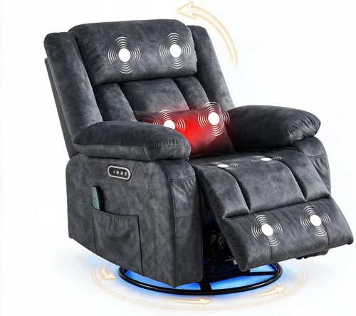 Vista 14 de Silla reclinable giratoria eléctrica, reclinable mecedora eléctrica de Marrón