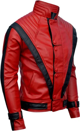 Vista 3 de Chaqueta de cuero MJ Thriller - FAUX - Color rojo