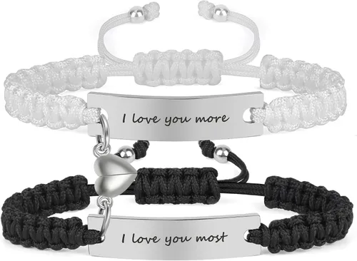 Vista 12 de Pulseras de pareja a juego para novio y novia, pulsera de amistad y relación para mejores amigos, pulseras ajustables de estiramiento de joyería