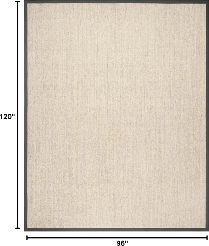 Vista 152 de Alfombra de sisal Safavieh, de color maíz y negro, tejida a mano, de la colección de fibras naturales; 5 x 8 pulgadas, NF441A, Tela, Gris / Gris