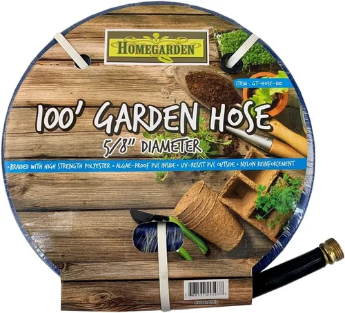 Vista 3 de HOMEGARDEN Manguera de jardín verde ligera de 25 pies Diámetro de 5/8 pulgadas Nailon duradero reforzado Acoplamientos de latón