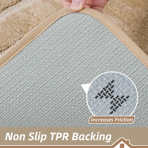 Vista 4 de BEQHAUSE Alfombra de Baño-Antideslizante-Tapete de Baño-Suave y Absorbente-Tapete de Ducha-Tapetes de Baño de Poliéster para Baño Lavables a Máquina