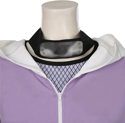 Vista 5 de Alaiyaky Disfraz de Hinata Hyuga, cosplay de Hinata con protector de frente, bolsa Kunai para mujer