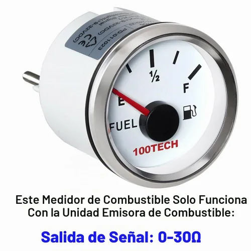 Vista 5 de 100TECH - Medidor de combustible marino de 0-30 ohmios, 2.047 in, 2-1/16, color blanco