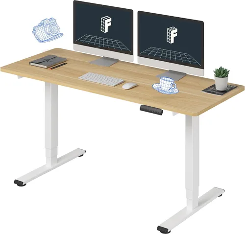 Vista 45 de FLEXISPOT E6 - Escritorio de pie eléctrico de 3 etapas con motor dual, 48 x 24, para usar sentado o de pie, soporta 220 lbs, altura ajustable