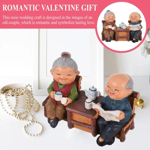 Vista 9 de Figuras de pareja de ancianos, 4 x 5.5 pulgadas, figuras de resina para parejas de ancianos, estatua de abuelos y padres, para boda, aniversario