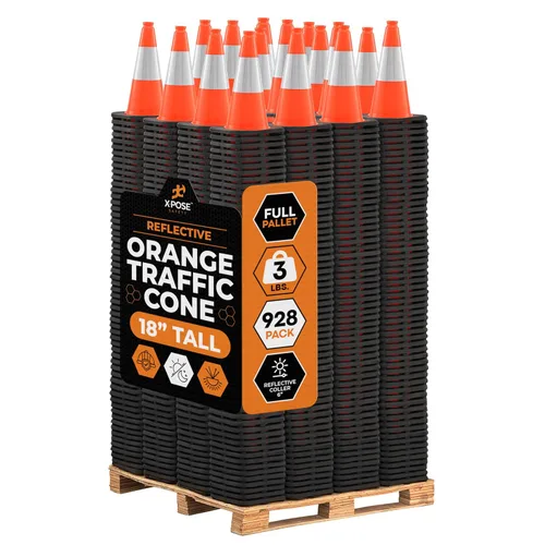 Vista 38 de Xpose Safety Conos de tráfico naranjas de 12 pulgadas con collar de 4 pulgadas, 1 paquete de conos de seguridad de plástico PVC multiusos