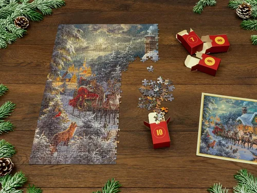 Vista 5 de Calendario de Adviento original de rompecabezas 2025 – Magia de Navidad, 24 cajas de 1008 piezas, regalo de cuenta regresiva de Navidad, diversión