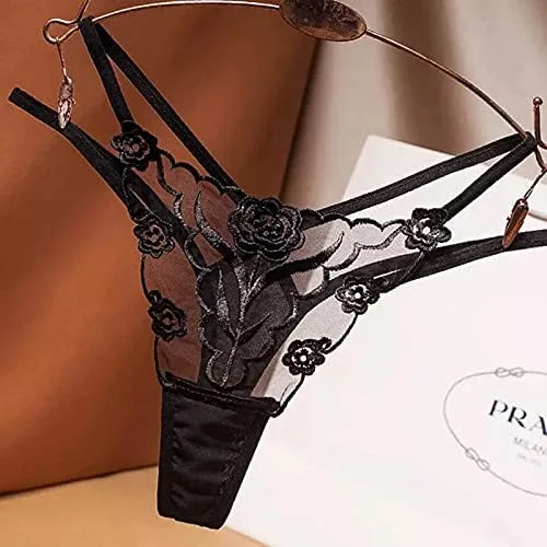 Vista 2 de Tanga de malla para mujer, ropa interior sexy, paquete de 3