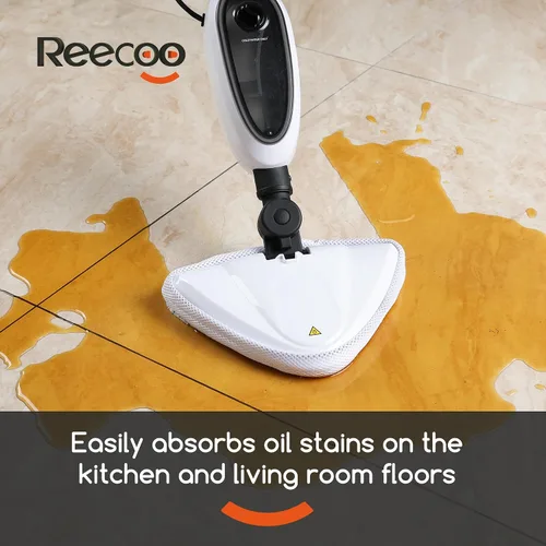 Vista 2 de Mopa de vapor REECOO con accesorios, calentamiento rápido en 20 segundos, vaporizador de piso liviano para limpieza de cocina, sala de estar, piso