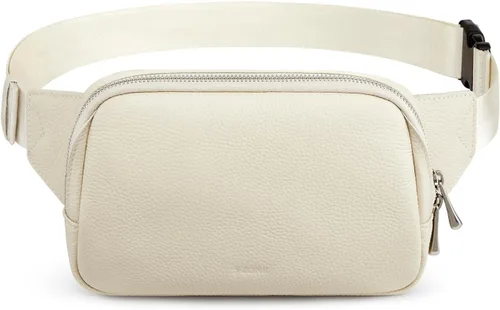 Vista 8 de S-ZONE - Riñonera de cuero para mujer con bloqueo RFID, bolsa de cinturón de cintura, bolso cruzado, Caqui, Moda