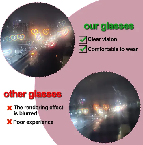 Vista 5 de Paquete de 4 lentes de difracción en forma de corazón para mujer, lentes de sol con efecto de corazón perfectos para accesorios del día de San