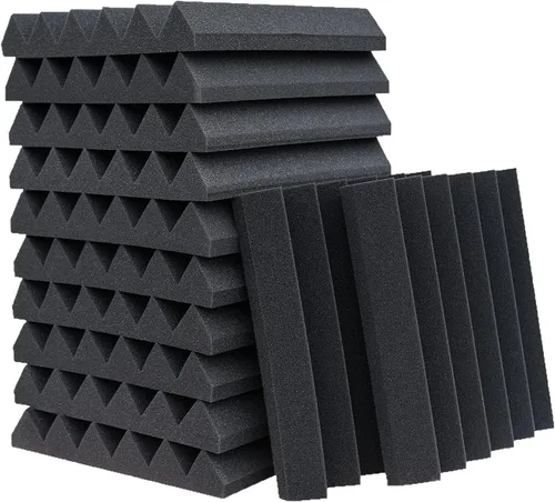 Vista 6 de Paquete de 24 Paneles Acústicos, Paneles de Espuma a Prueba de Sonido de 2" x 12" x 12" para Pared, Paneles de Cancelación de Ruido Absorbentes