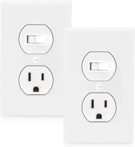 Vista 7 de Maxxima Combinación de interruptor de luz basculante y tomacorriente, receptáculo de estilo combinado de decoración blanca de un solo polo, placas