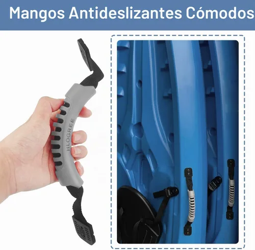 Vista 5 de HLOGREE Paquete de 2/4 asas para kayak, mango de transporte de kayak con remaches, asas de repuesto para kayak, asas de kayak para Gris - 2 asas