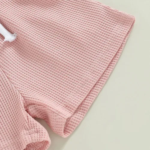 Vista 7 de Mubineo Pantalones cortos básicos de verano para bebés y niñas pequeñas, camisa con botones, ropa